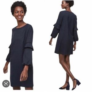 LOFT Ann Taylor tartan plaid bluegreen belle sleeve Christmas holiday dress $129